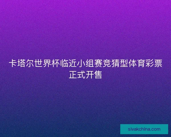 卡塔尔世界杯临近小组赛竞猜型体育彩票正式开售