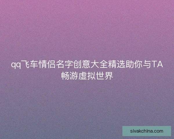 qq飞车情侣名字创意大全精选助你与TA畅游虚拟世界